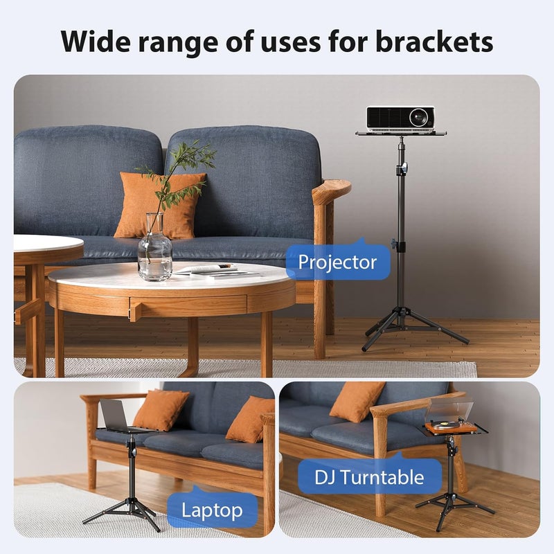 LEORFI Projector Stand Tripod, Laptop Tripod Stand, Foldable Portable Projector Floor Mount, Height Adjustable from 17.7" to 45.2", with Folding Plate, Capacity 22lb, for Outdoor Movies, Home, Office - Image 5